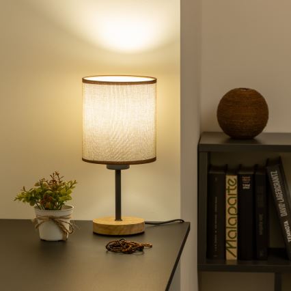 Brilagi - Lámpara de mesa NUBILA WOOD 1xE27/25W/230V roble/marrón