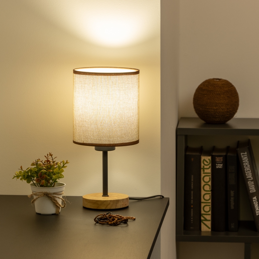 Brilagi - Lámpara de mesa NUBILA WOOD 1xE27/25W/230V roble/marrón