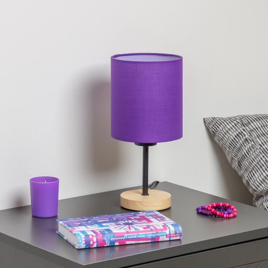 Brilagi - Lámpara de mesa NUBILA WOOD 1xE27/25W/230V roble/morado