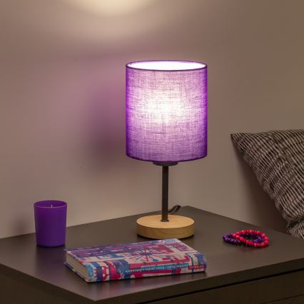 Brilagi - Lámpara de mesa NUBILA WOOD 1xE27/25W/230V roble/morado