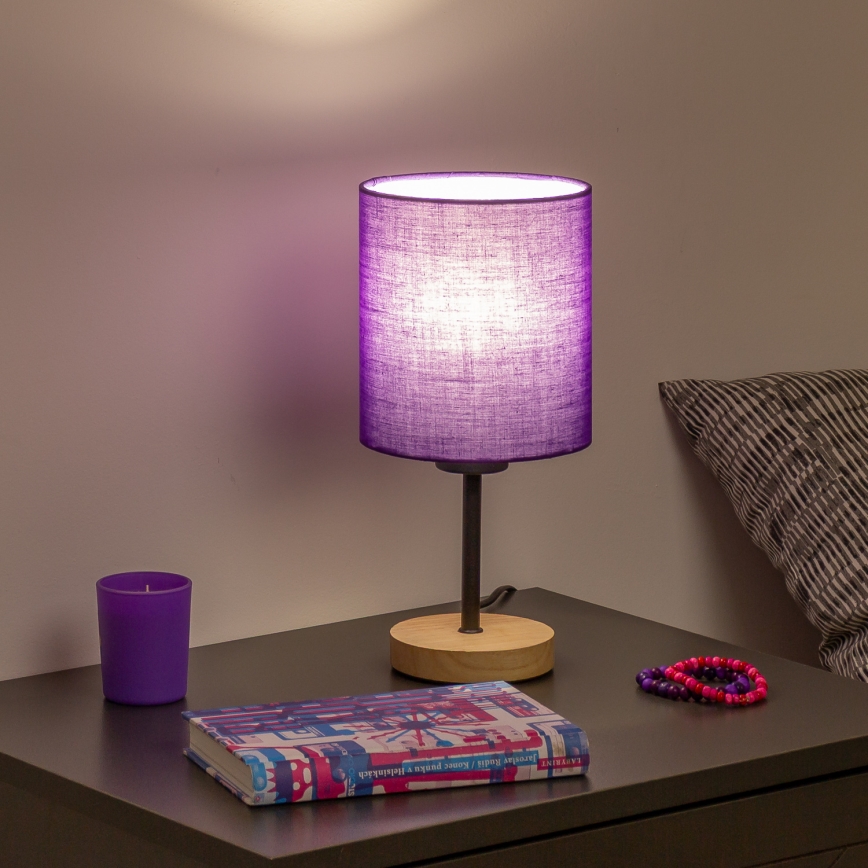 Brilagi - Lámpara de mesa NUBILA WOOD 1xE27/25W/230V roble/morado
