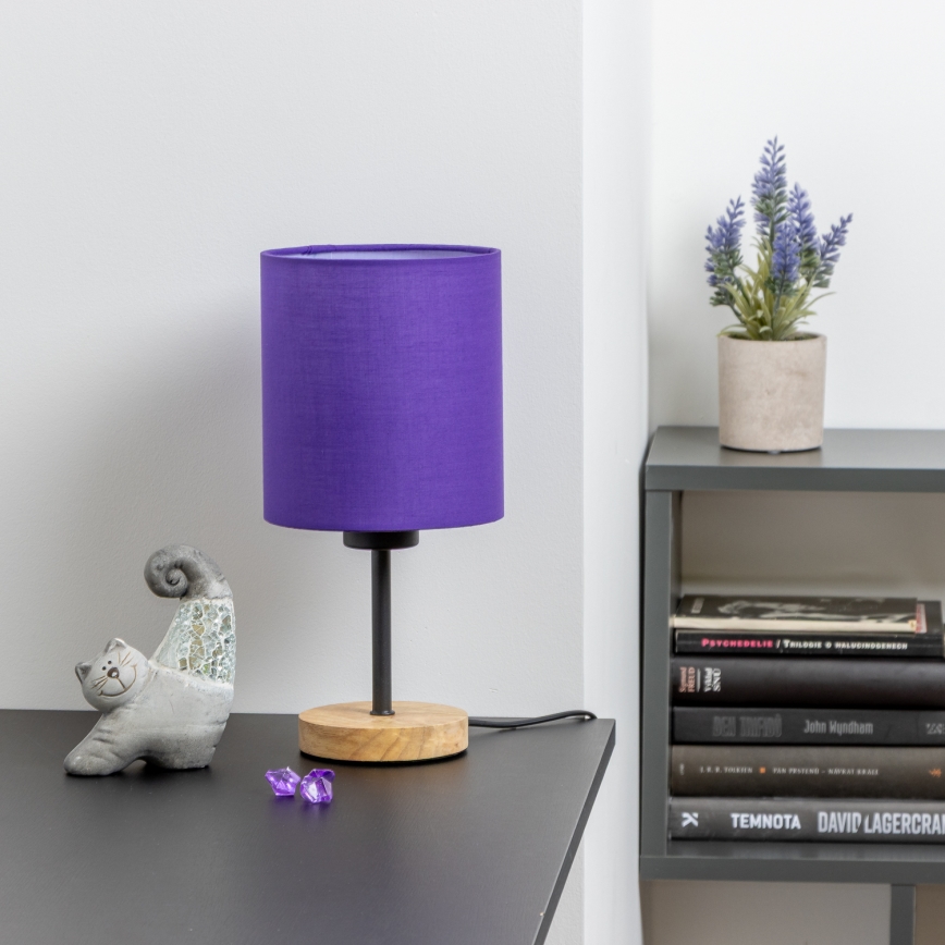 Brilagi - Lámpara de mesa NUBILA WOOD 1xE27/25W/230V roble/morado