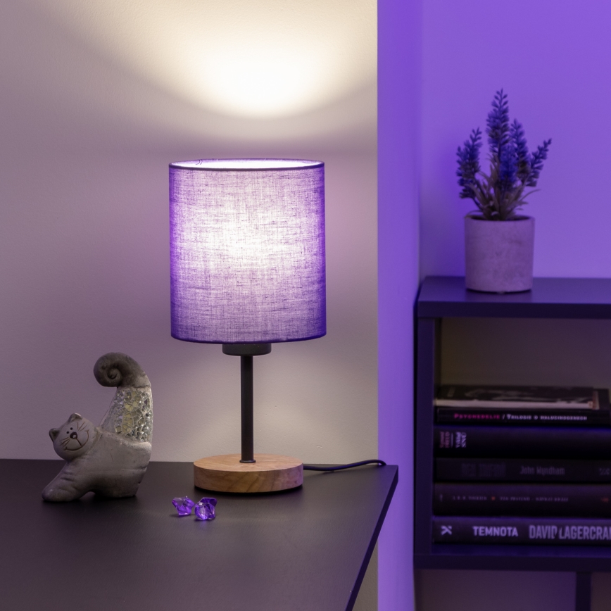 Brilagi - Lámpara de mesa NUBILA WOOD 1xE27/25W/230V roble/morado