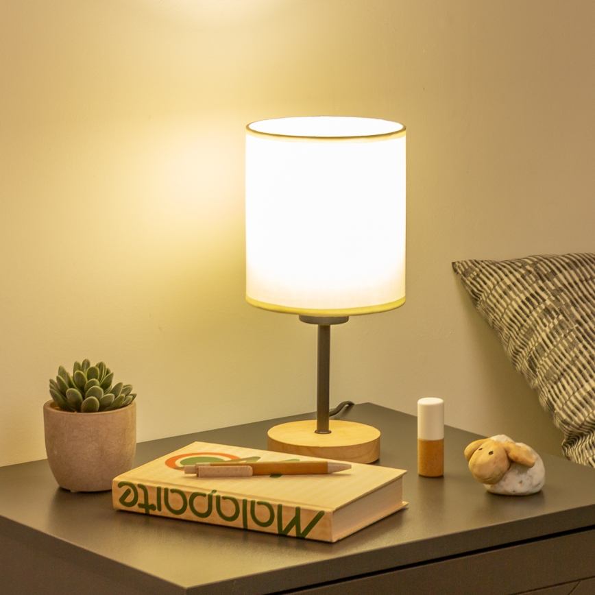 Brilagi - Lámpara de mesa NUBILA WOOD 1xE27/25W/230V roble/negro/color crema