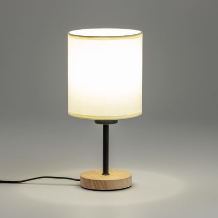 Brilagi - Lámpara de mesa NUBILA WOOD 1xE27/25W/230V roble/negro/color crema