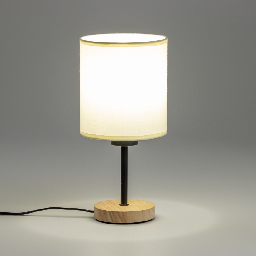 Brilagi - Lámpara de mesa NUBILA WOOD 1xE27/25W/230V roble/negro/color crema