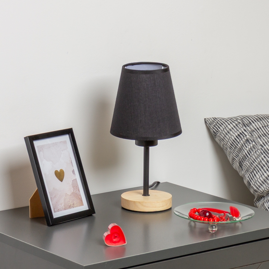 Brilagi - Lámpara de mesa NUBILA WOOD 1xE27/25W/230V roble/negro