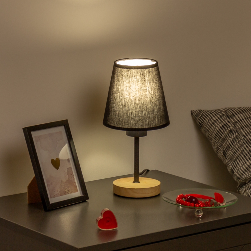Brilagi - Lámpara de mesa NUBILA WOOD 1xE27/25W/230V roble/negro