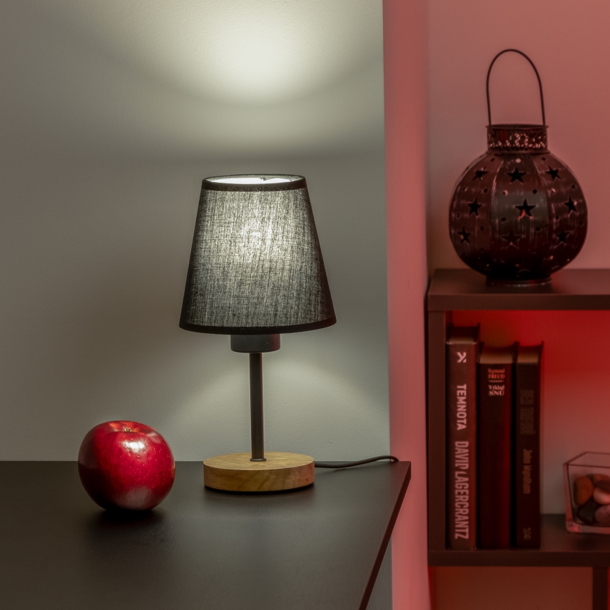 Brilagi - Lámpara de mesa NUBILA WOOD 1xE27/25W/230V roble/negro