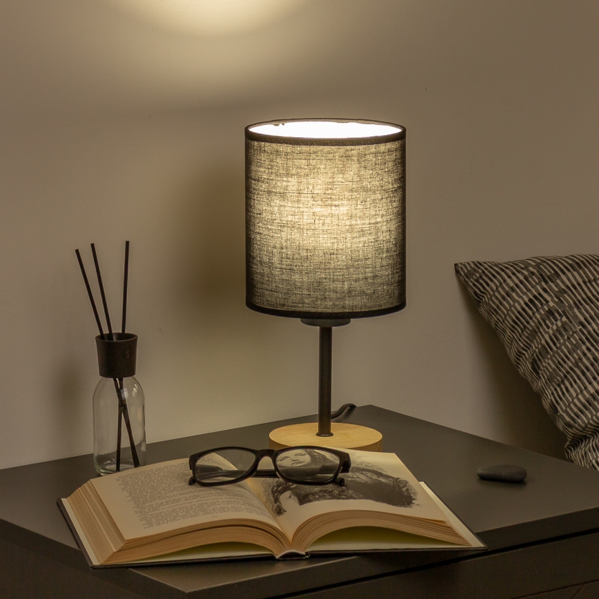 Brilagi - Lámpara de mesa NUBILA WOOD 1xE27/25W/230V roble/negro