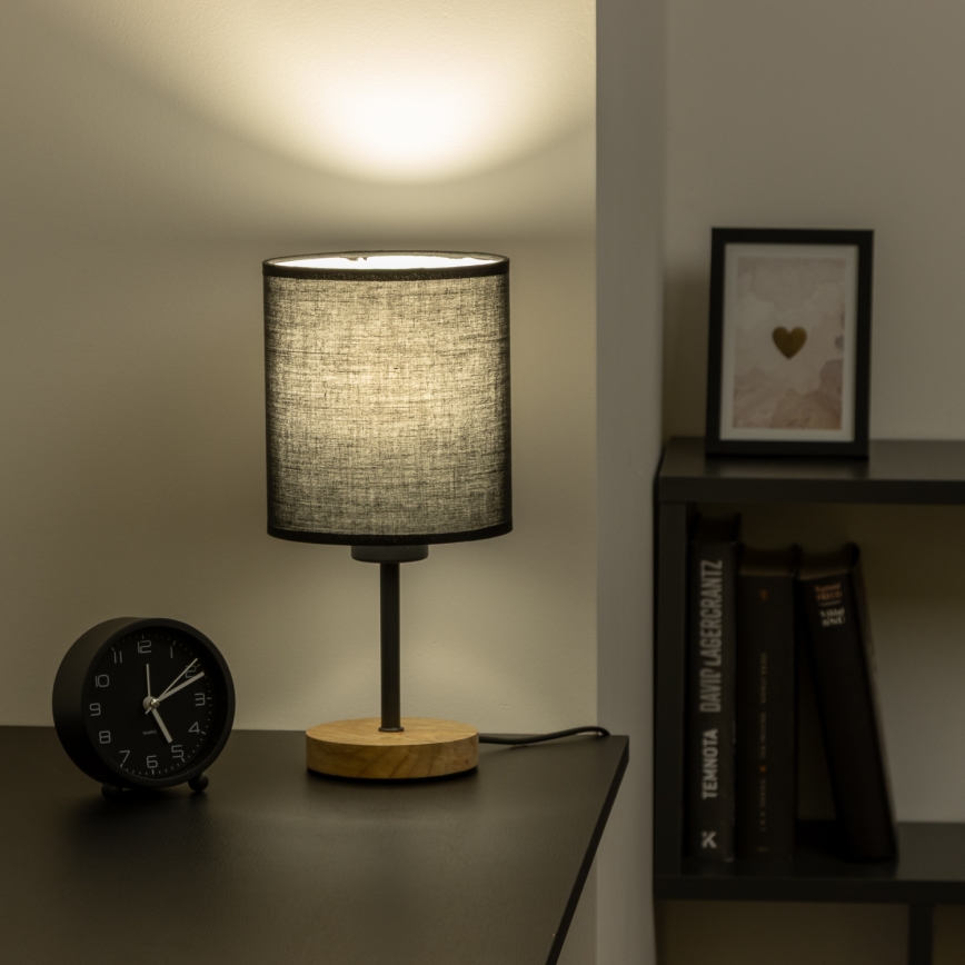 Brilagi - Lámpara de mesa NUBILA WOOD 1xE27/25W/230V roble/negro