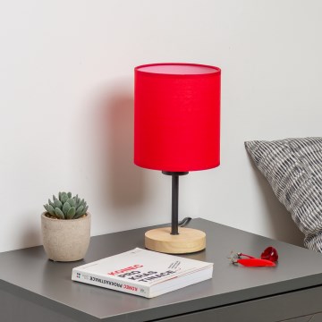 Brilagi - Lámpara de mesa NUBILA WOOD 1xE27/25W/230V roble/rojo