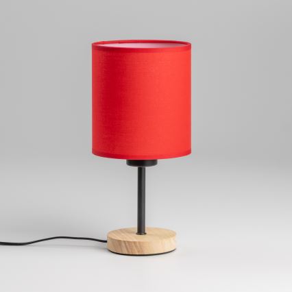 Brilagi - Lámpara de mesa NUBILA WOOD 1xE27/25W/230V roble/rojo