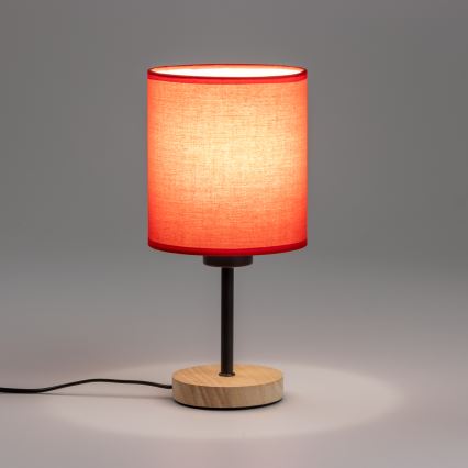 Brilagi - Lámpara de mesa NUBILA WOOD 1xE27/25W/230V roble/rojo