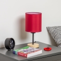 Brilagi - Lámpara de mesa NUBILA WOOD 1xE27/25W/230V roble/rojo pompeyano