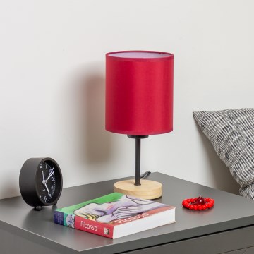 Brilagi - Lámpara de mesa NUBILA WOOD 1xE27/25W/230V roble/rojo pompeyano
