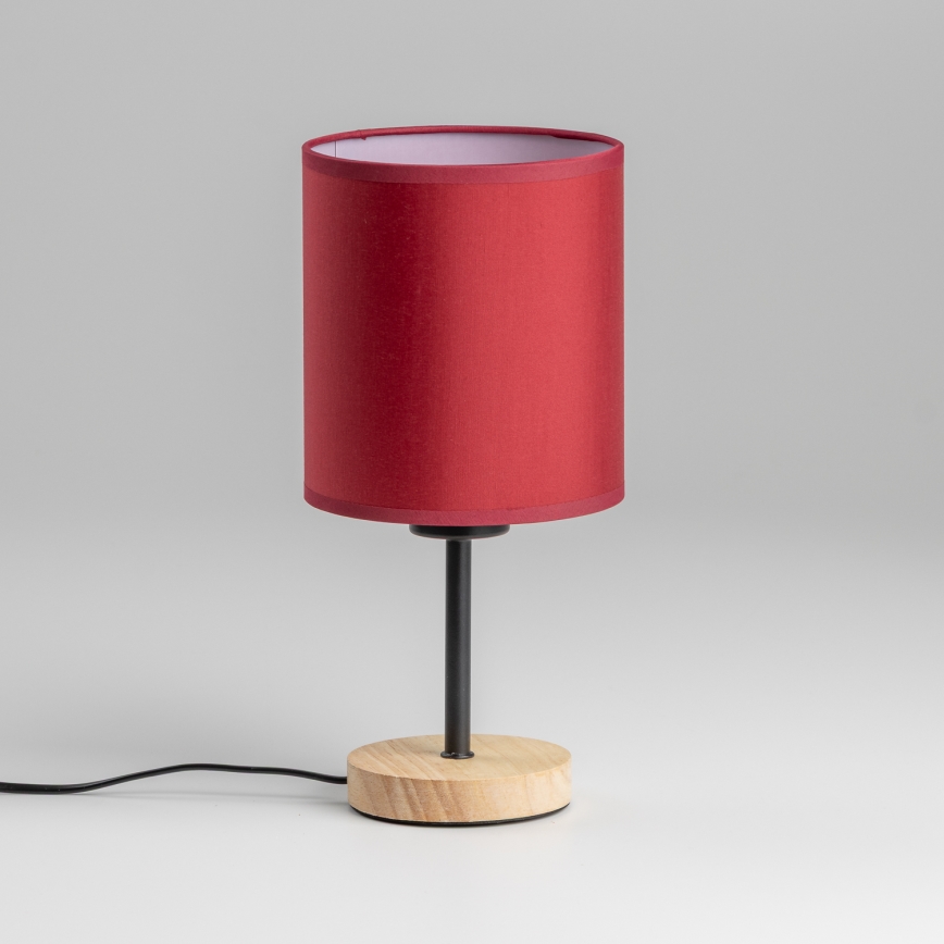Brilagi - Lámpara de mesa NUBILA WOOD 1xE27/25W/230V roble/rojo pompeyano