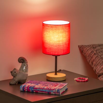 Brilagi - Lámpara de mesa NUBILA WOOD 1xE27/25W/230V roble/rosa
