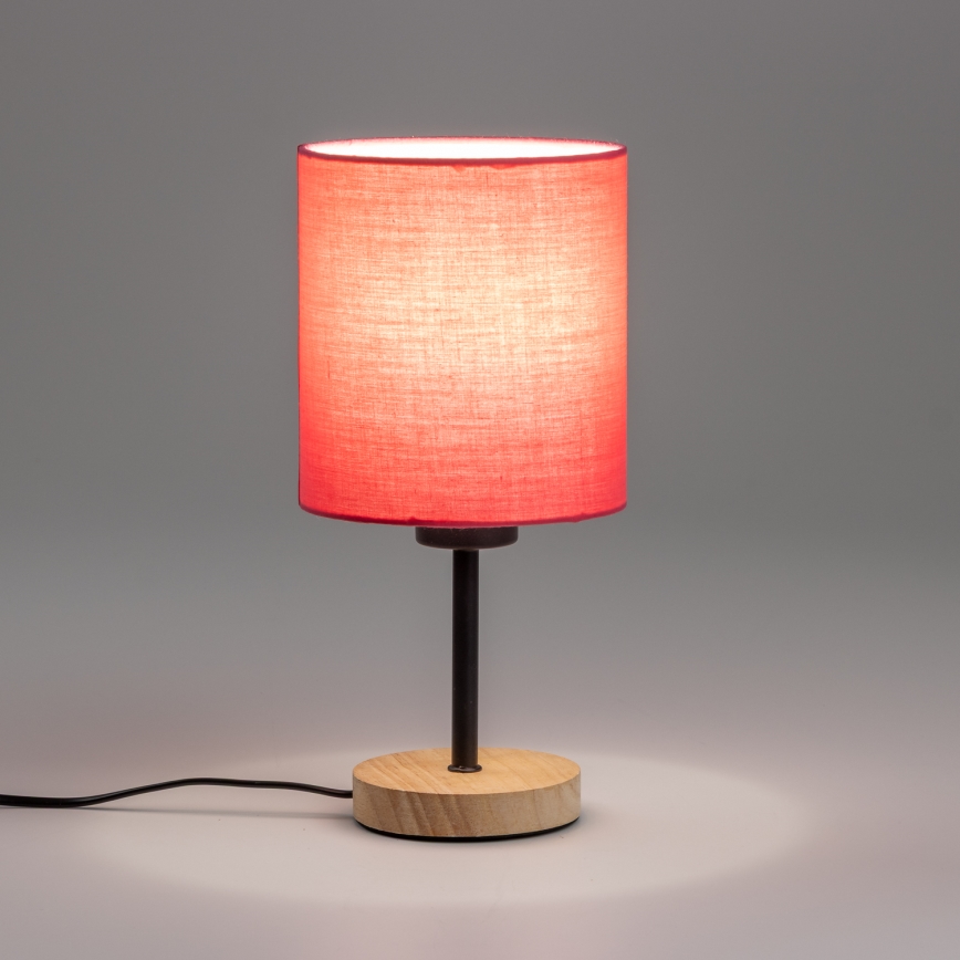 Brilagi - Lámpara de mesa NUBILA WOOD 1xE27/25W/230V roble/rosa