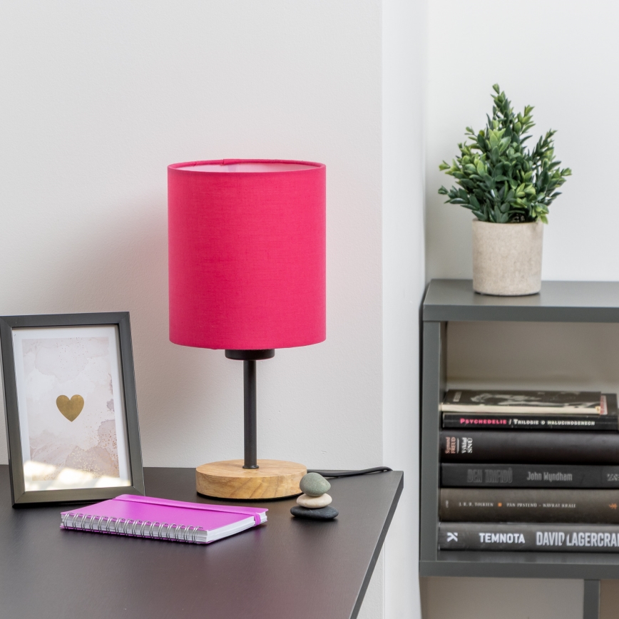 Brilagi - Lámpara de mesa NUBILA WOOD 1xE27/25W/230V roble/rosa