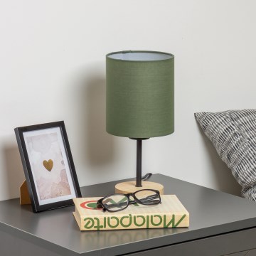 Brilagi - Lámpara de mesa NUBILA WOOD 1xE27/25W/230V roble/verde