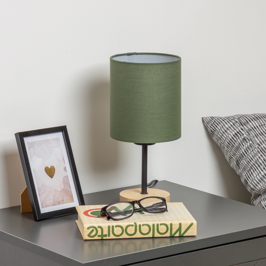 Brilagi - Lámpara de mesa NUBILA WOOD 1xE27/25W/230V roble/verde