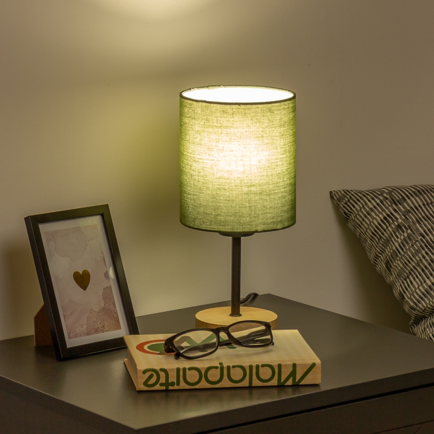 Brilagi - Lámpara de mesa NUBILA WOOD 1xE27/25W/230V roble/verde