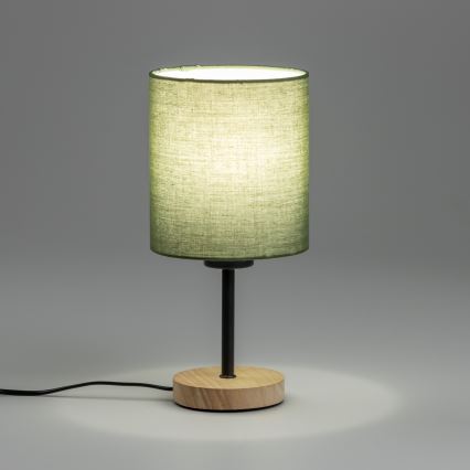 Brilagi - Lámpara de mesa NUBILA WOOD 1xE27/25W/230V roble/verde