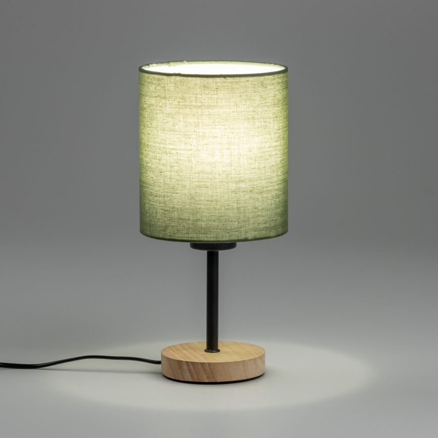 Brilagi - Lámpara de mesa NUBILA WOOD 1xE27/25W/230V roble/verde