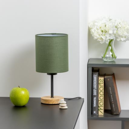Brilagi - Lámpara de mesa NUBILA WOOD 1xE27/25W/230V roble/verde