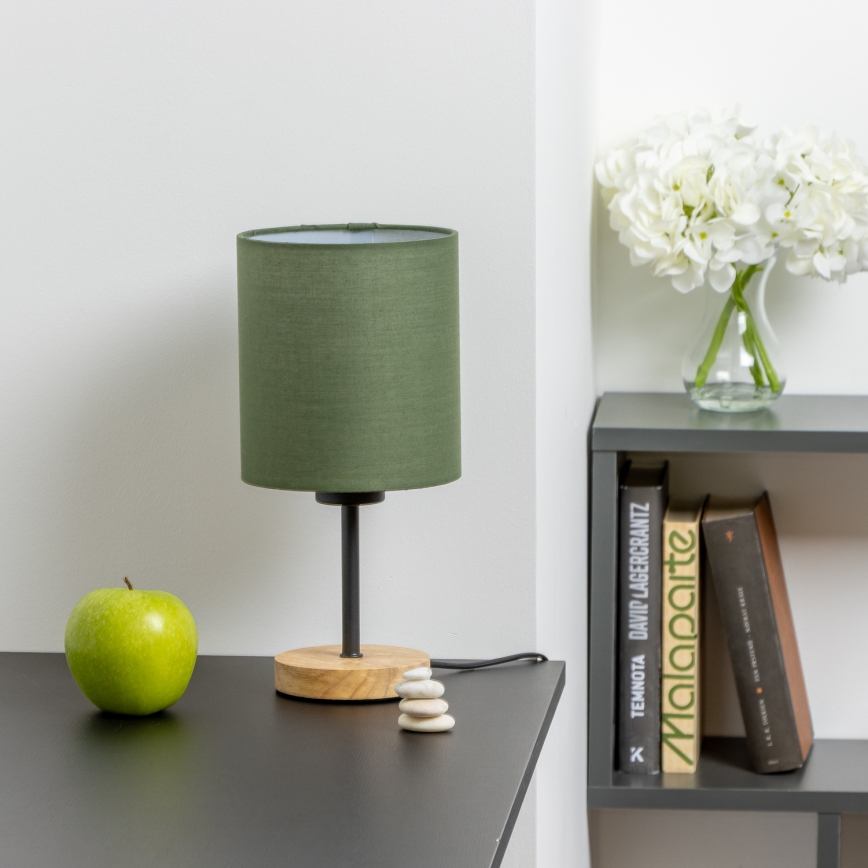 Brilagi - Lámpara de mesa NUBILA WOOD 1xE27/25W/230V roble/verde