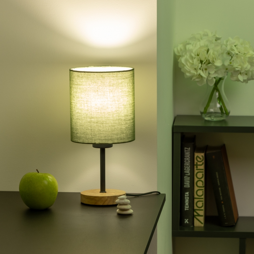 Brilagi - Lámpara de mesa NUBILA WOOD 1xE27/25W/230V roble/verde