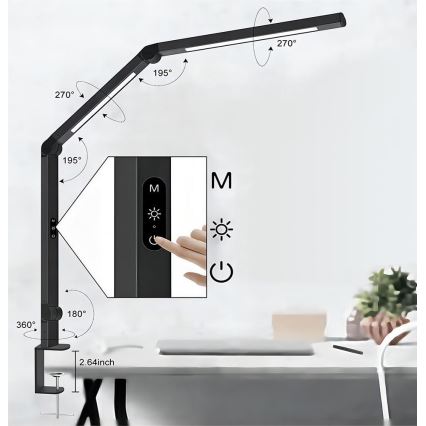 Brilagi - Lámpara de mesa LED flexible táctil regulable VARIO LED/12W/230V 3000/4000/5000/6500K CRI 92 negro