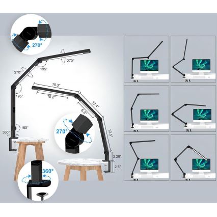 Brilagi - Lámpara de mesa LED flexible táctil regulable VARIO LED/12W/230V 3000/4000/5000/6500K CRI 92 negro