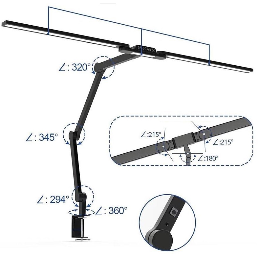 Brilagi - Lámpara de mesa LED flexible táctil regulable VARIO LED/24W/230V 3000-6500K CRI 92 negro