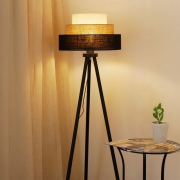 Brilagi - Lámpara de pie ASPEN LUNETA 1xE27/15W/230V negro/beige/color crema