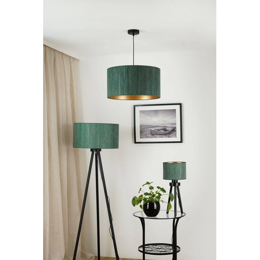 Brilagi - Lámpara de pie BOSTON ROLLER 1xE27/15W/230V paja verde/dorado