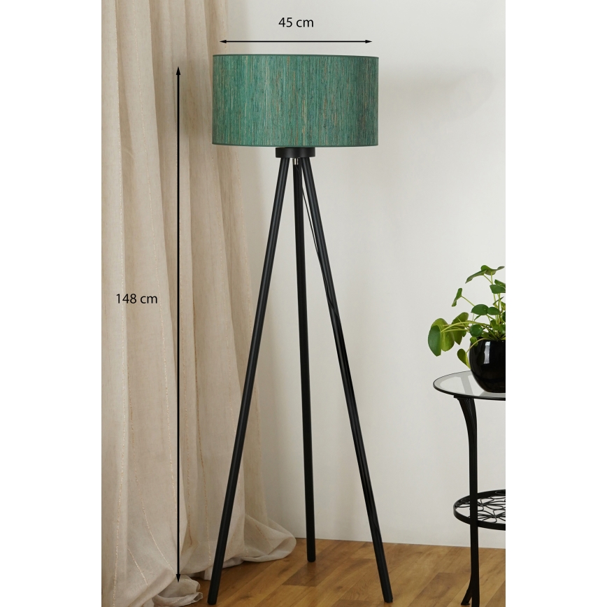 Brilagi - Lámpara de pie BOSTON ROLLER 1xE27/15W/230V paja verde/dorado