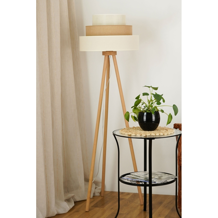 Brilagi - Lámpara de pie DENVER LUNETA 1xE27/15W/230V beige/marrón/color crema