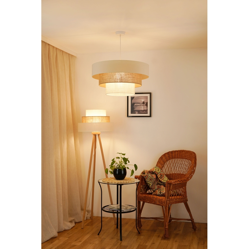 Brilagi - Lámpara de pie DENVER LUNETA 1xE27/15W/230V beige/marrón/color crema