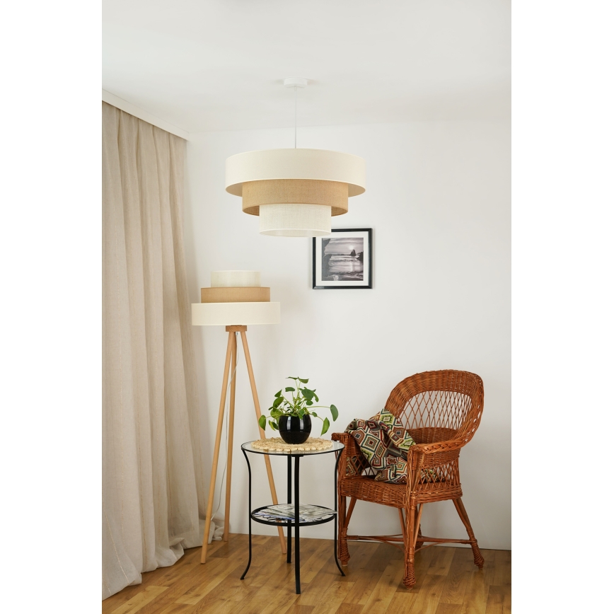Brilagi - Lámpara de pie DENVER LUNETA 1xE27/15W/230V beige/marrón/color crema