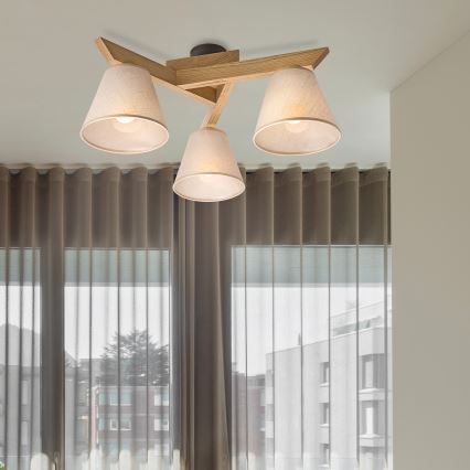 Brilagi - Lámpara de techo ANTHONY 3xE14/40W/230V roble/beige