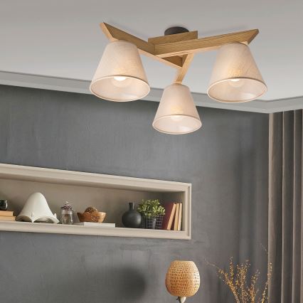 Brilagi - Lámpara de techo ANTHONY 3xE14/40W/230V roble/beige