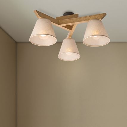 Brilagi - Lámpara de techo ANTHONY 3xE14/40W/230V roble/beige
