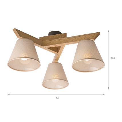 Brilagi - Lámpara de techo ANTHONY 3xE14/40W/230V roble/beige