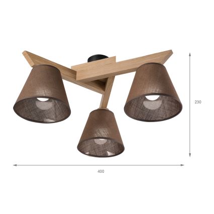 Brilagi - Lámpara de techo ANTHONY 3xE14/40W/230V roble/marrón