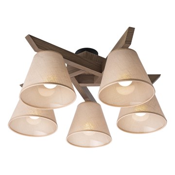 Brilagi - Lámpara de techo ANTHONY 5xE14/40W/230V roble/beige