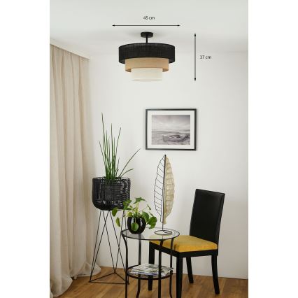 Brilagi - Lámpara de techo ASPEN LUNETA 1xE27/15W/230V diá. 45 cm negro/beige/color crema