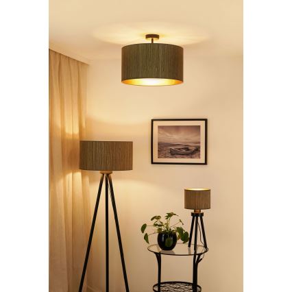 Brilagi - Lámpara de techo BOSTON ROLLER 1xE27/15W/230V diá. 45 cm paja marrón/dorado