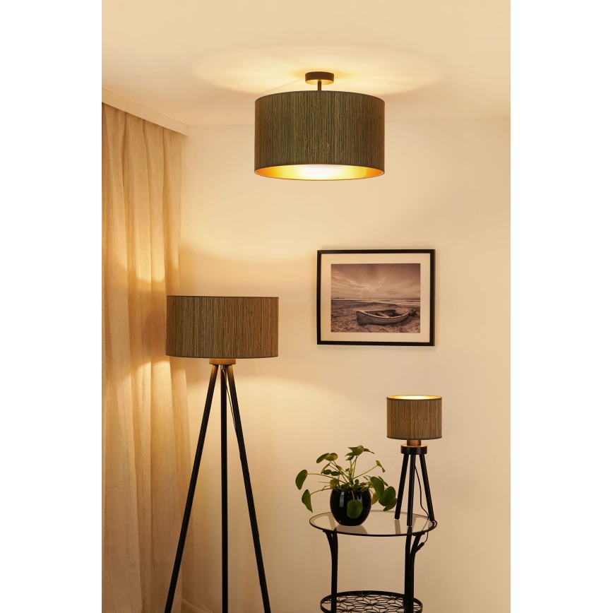 Brilagi - Lámpara de techo BOSTON ROLLER 1xE27/15W/230V diá. 45 cm paja marrón/dorado